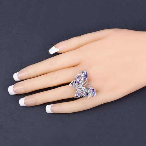 Bague en Tanzanite et Topaze Bleue Suisse de 3,60 Carats
