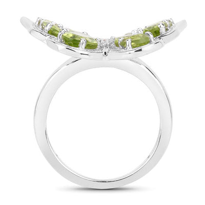 Bague en argent sterling de 4,61 carats en péridot et topaze blanche