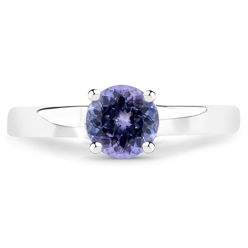 0.95 Carat Genuine Tanzanite Sterling Silver Engagement Ring
