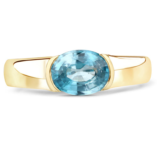 Bague en argent sterling avec zircon bleu véritable de 2,00 carats