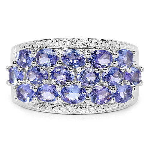 2.72 Carat Genuine Tanzanite Sterling Silver Engagement Ring