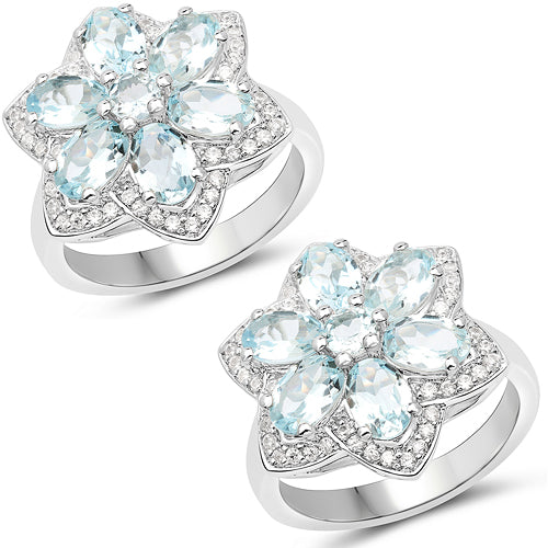 2.88 Carat Genuine Aquamarine Sterling Silver Ring