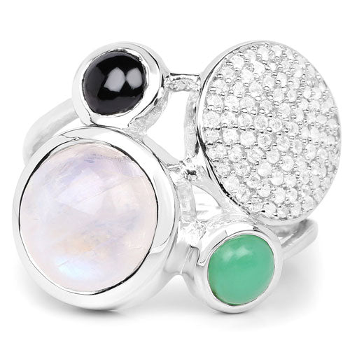 5.90 Carat Multi Stone Sterling Silver Cocktail Ring
