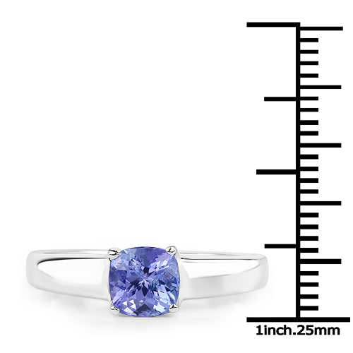 Anillo de Compromiso de Tanzanita Genuina de 1.05 Quilates en Plata de Ley
