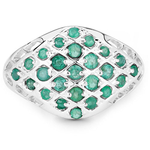Anillo de Esmeralda Genuina de 0.90 Quilates en Plata Esterlina .925