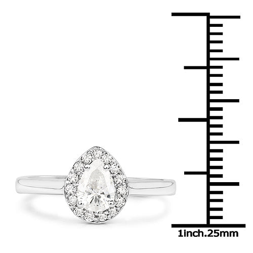 Bague de fiançailles en diamant véritable de 0,64 carat en or blanc 14K