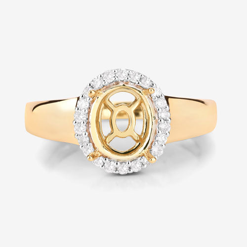 Bague de fiançailles semi-montée en or jaune 14K avec diamant blanc de 0,22 carat