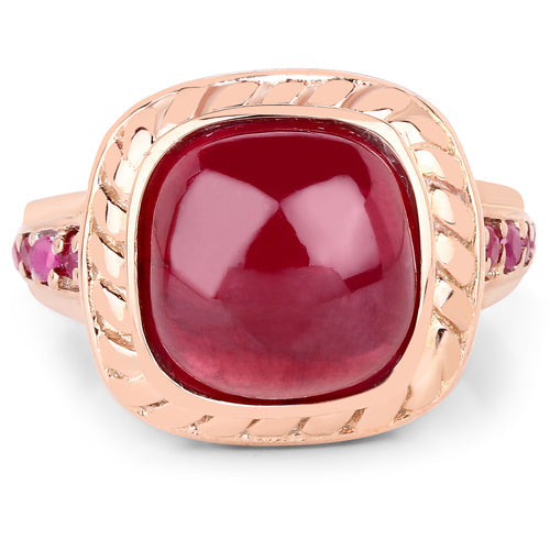 Anillo de Compromiso de Rubí Lleno de Vidrio de 9.14 Quilates y Plata Esterlina