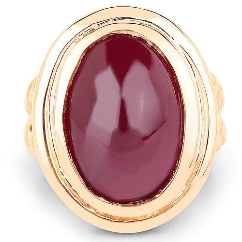 14K Rose Gold Plated 17.60 Carat Ruby Sterling Silver Ring