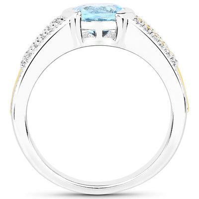 1.37 Carat Aquamarine and Diamond 14K Gold Ring