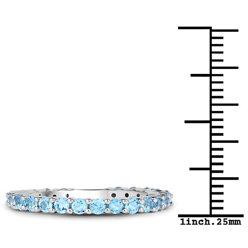 Bague de fiançailles en argent sterling avec topaze bleue suisse de 0,94 carat