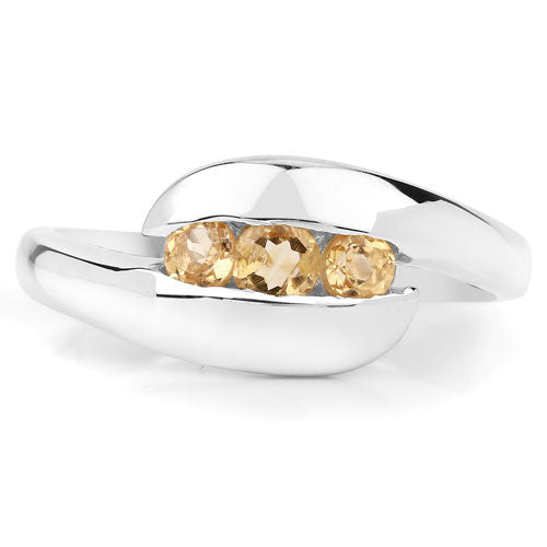 0.55 Carat Genuine Citrine .925 Sterling Silver Bypass Ring