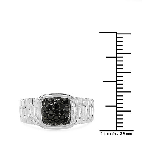 0.22 Carat Genuine Black Diamond Sterling Silver Engagement Ring