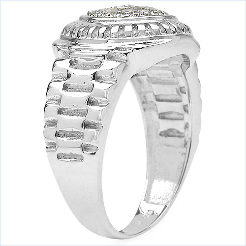 0.20 Carat Genuine White Diamond Sterling Silver Engagement Ring
