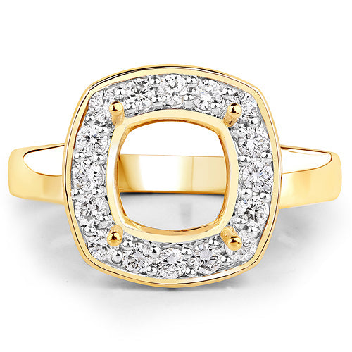 Bague semi-monture en or jaune 14K avec diamant blanc véritable de 0,48 carat
