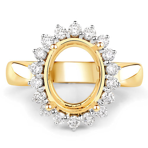 Bague de fiançailles semi-montée en or jaune 14K avec diamant blanc de 0,54 carat