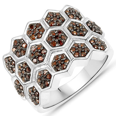 0.75 Carat Genuine Red Diamond Sterling Silver Engagement Ring