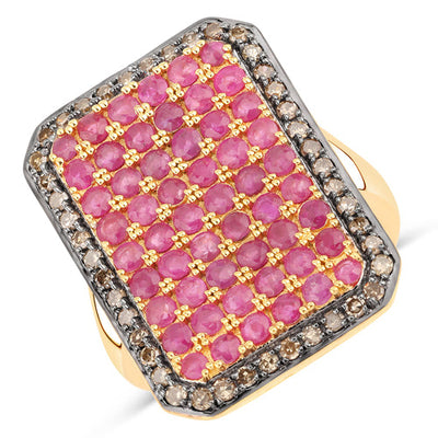 Bague de fiançailles en argent sterling avec rubis et diamants de 3,14 carats