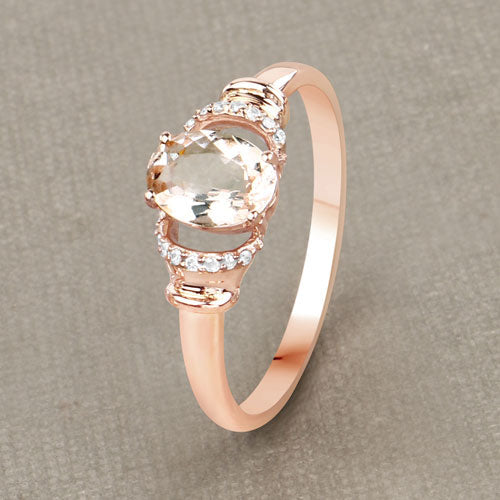 0.75 Carat Morganite and Diamond 14K Rose Gold Engagement Ring