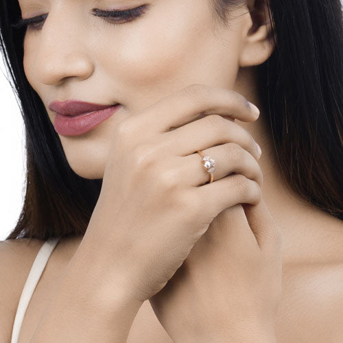 Bague de fiançailles en morganite et diamant de 0,46 carat en or rose 14K