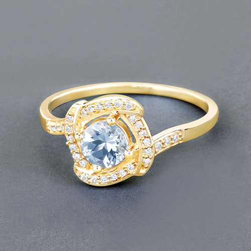 0.46 Carat Aquamarine and Diamond 14K Yellow Gold Engagement Ring
