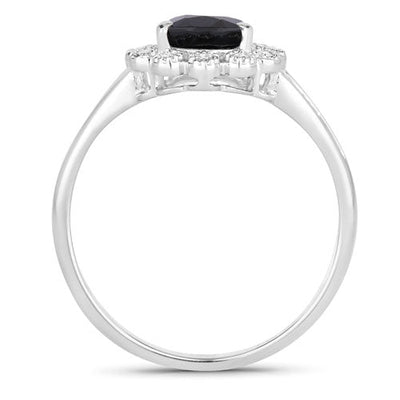 1.46 Carat Blue Sapphire & Diamond 14K White Gold Engagement Ring