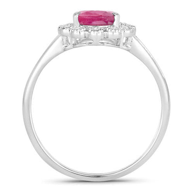 1.31 Carat Ruby and Diamond 10K White Gold Engagement Ring
