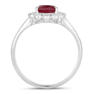1.31 Carat Ruby and Diamond 14K White Gold Engagement Ring