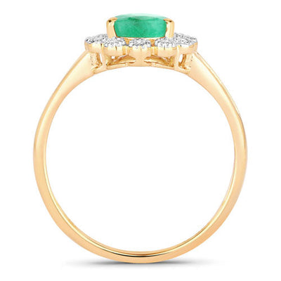 1.22 Carat Zambian Emerald & Diamond 10K Yellow Gold Engagement Ring
