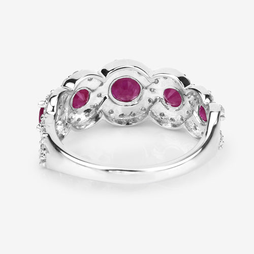 1.99 Carat Ruby and Diamond 14K White Gold Engagement Ring