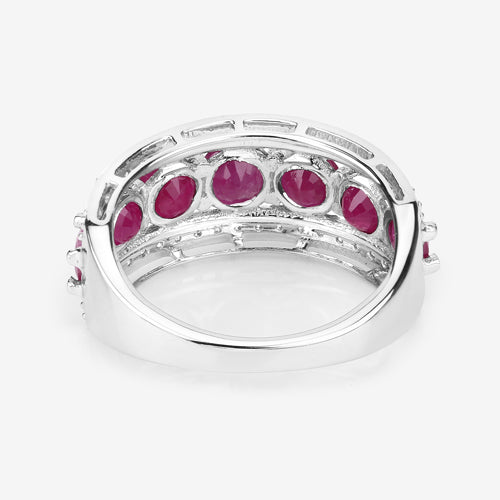 Bague en Or Blanc 14K avec Rubis et Diamants Blancs de 3,24 Carats
