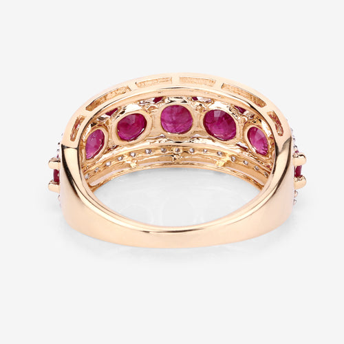 Bague en or jaune 14K avec rubis véritable de 3,24 carats et diamants blancs