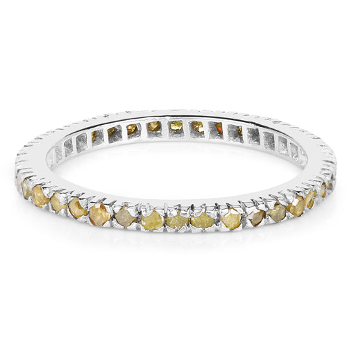 0.57 Carat Genuine Yellow Diamond Sterling Silver Engagement Ring