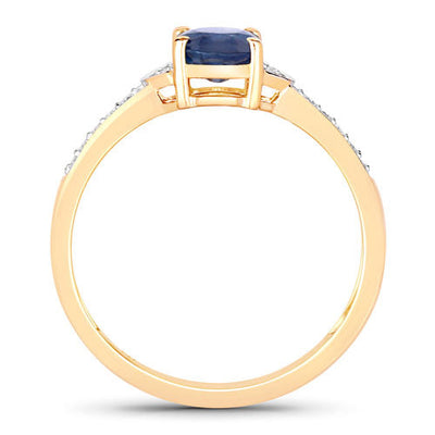 1.05 Carat Blue Sapphire and Diamond 10K Yellow Gold Engagement Ring