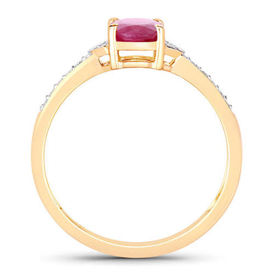 Bague de fiançailles en or jaune 10K avec rubis et diamants de 0,95 carat
