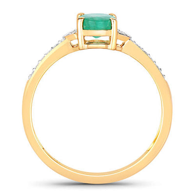 Anillo de Compromiso de Esmeralda Zambiana y Diamante de 0.82 Quilates en Oro Amarillo de 14K