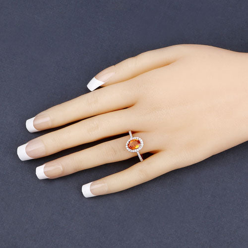Anillo de Compromiso de Granate Spessartita y Diamante de 14K de 1.66 Quilates