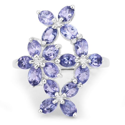 Bague de fiançailles en argent sterling avec tanzanite véritable de 2,89 carats