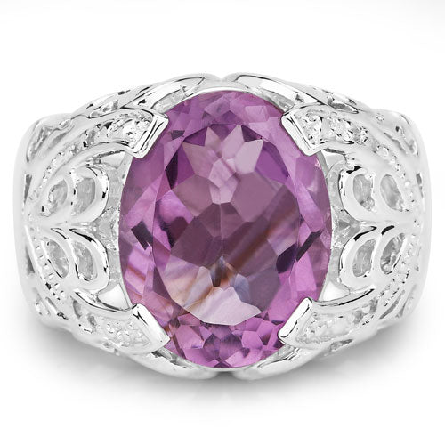 Bague en argent sterling avec améthyste de 8,24 carats et topaze blanche