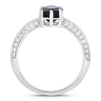 Anillo de Compromiso de Zafiro Azul y Diamante de 2.39 Quilates en Oro Blanco de 10K