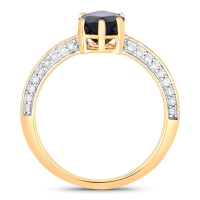 Bague en or jaune 10K avec saphir bleu de 2,39 carats et diamants