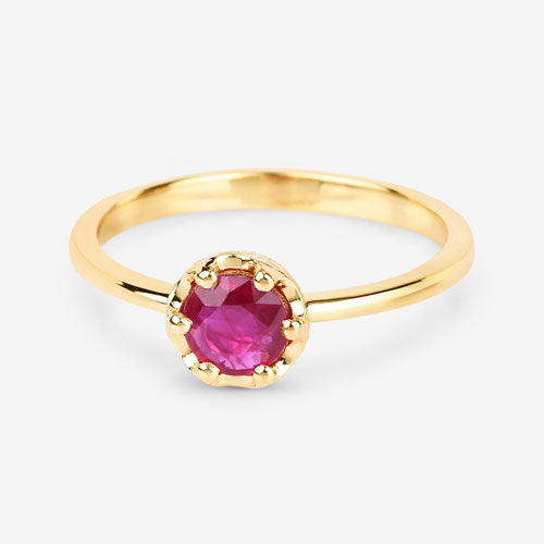 0.50 Carat Genuine Ruby 14K Yellow Gold Engagement Ring