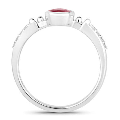 1.00 Carat Ruby and Diamond 14K White Gold Engagement Ring