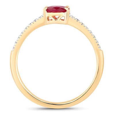 Bague de fiançailles en or jaune 14K avec rubis et diamants de 1,43 carat