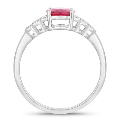 Bague de fiançailles en or blanc 14K avec rubis et diamants de 1,52 carat