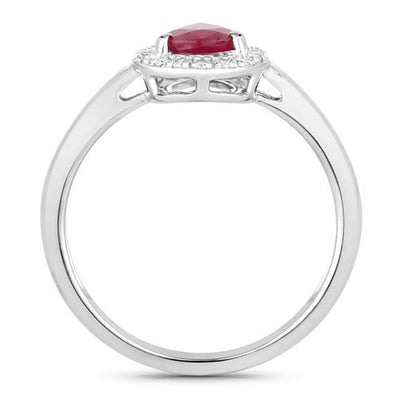Bague de fiançailles en or blanc 14K avec rubis et diamants de 1,02 carat
