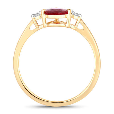 Bague de fiançailles en or jaune 14K avec rubis et diamants de 1,08 carat