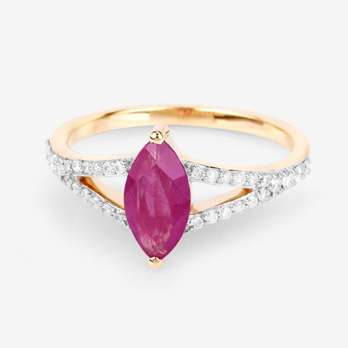 1.58 Carat Ruby and Diamond 14K Yellow Gold Engagement Ring