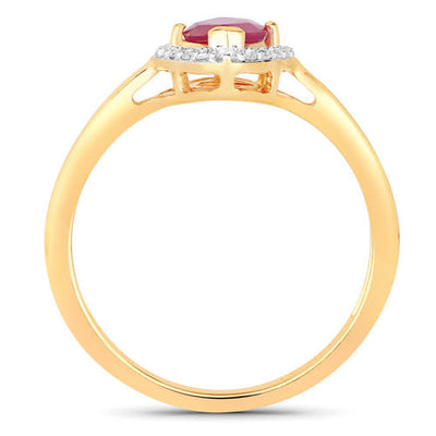 Anillo de Compromiso de Rubí y Diamante de 1.57 Quilates en Oro Amarillo de 14K