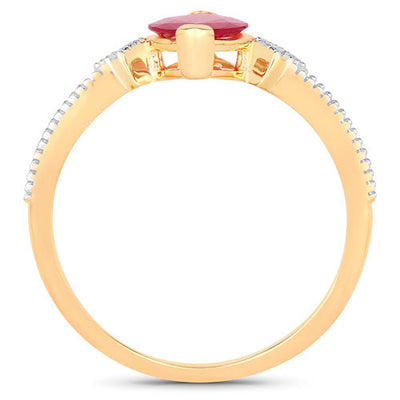 1.01 Carat Ruby and Diamond 14K Yellow Gold Engagement Ring